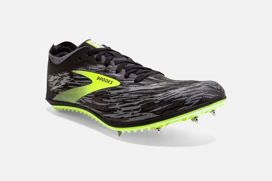 Brooks Elmn8 V5 Spikes Loopschoenen Heren - Zwart/Groen - 086721GLF